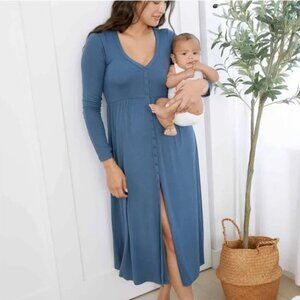 Hatch Softest Rib Nursing Dress 2 medium denim blue